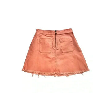 MADEWELL ALINE ZIP RAW HEM MINI SKIRT WOMEN’S•PEACH•SIZE 0•PREOWNED LIKE NEW•
